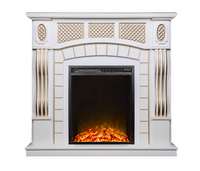 Camino Elettrico da Pavimento 112x115x30 cm Effetto Fiamma 1500W Amsterdam & Miriam Bianco