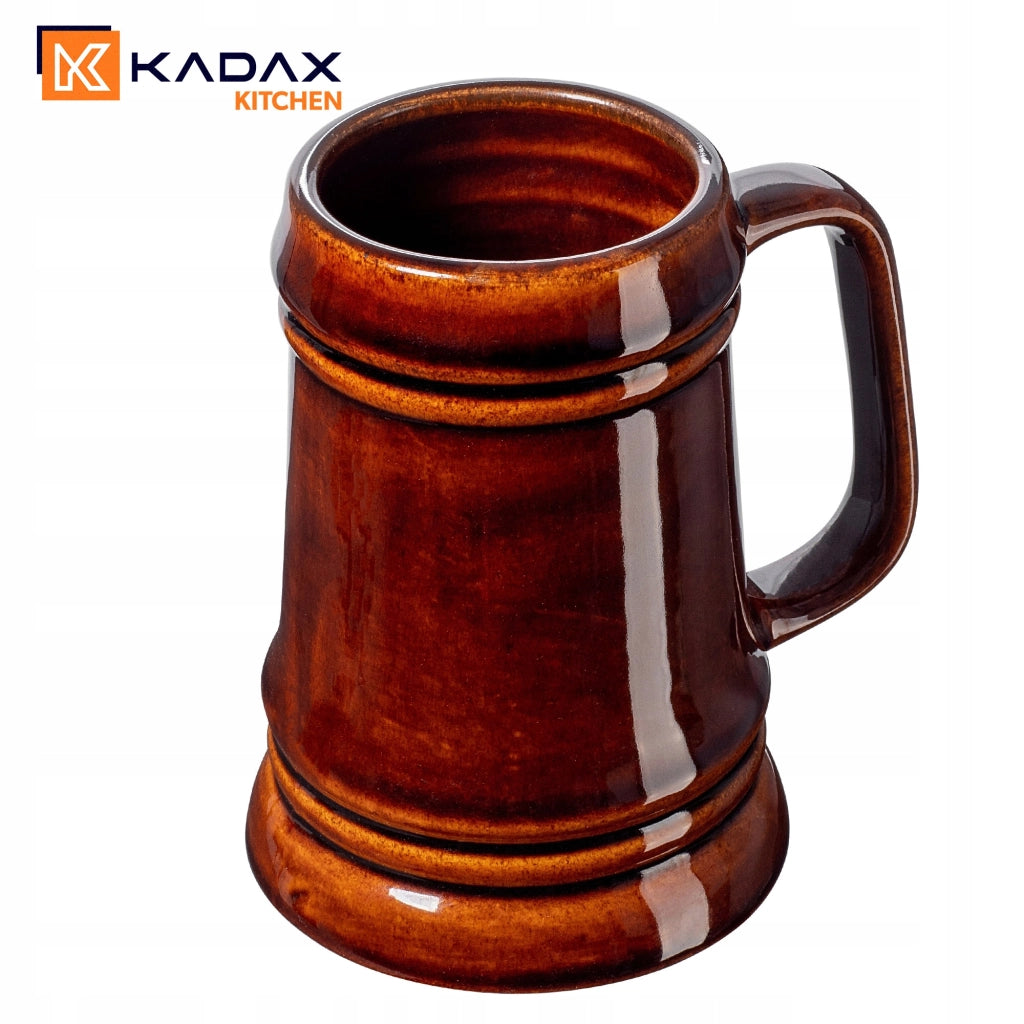 Set di 4 boccali da birra KADAX da 500 ml (0,5 l) in gres con manico, ideali come regalo.