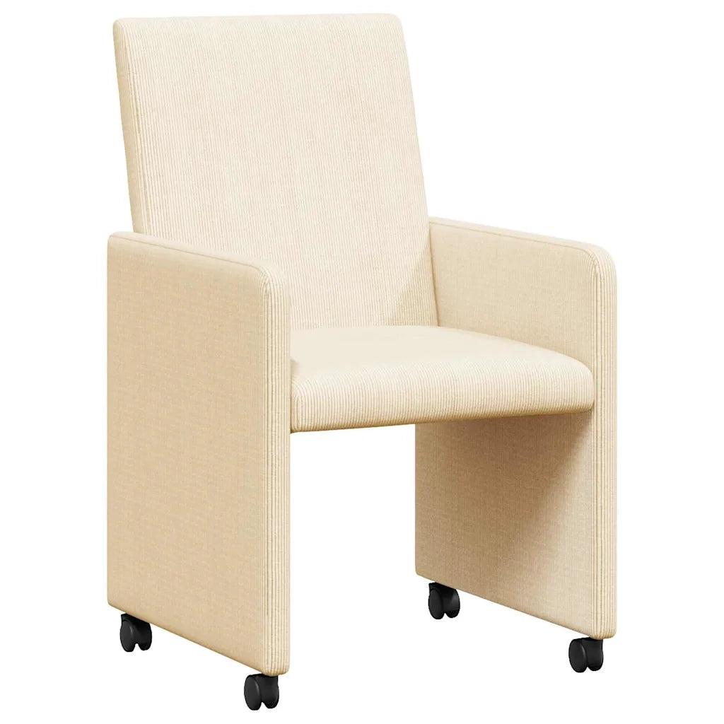 Sedie da Pranzo con Ruote con ruote 2 pcs Crema 57 x 66 x 94 cm