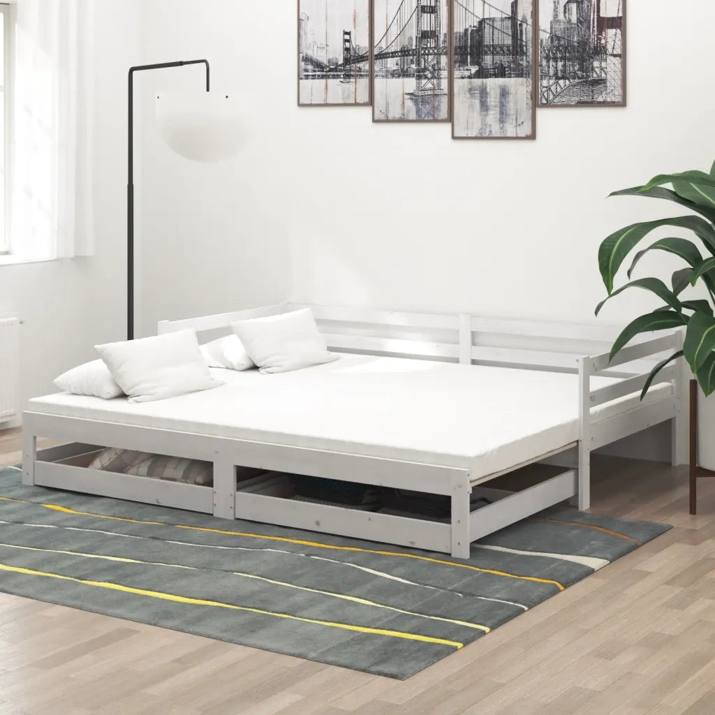 Dormeuse Estraibile 2x(90x200) cm Bianca in Massello di Pino 3083695