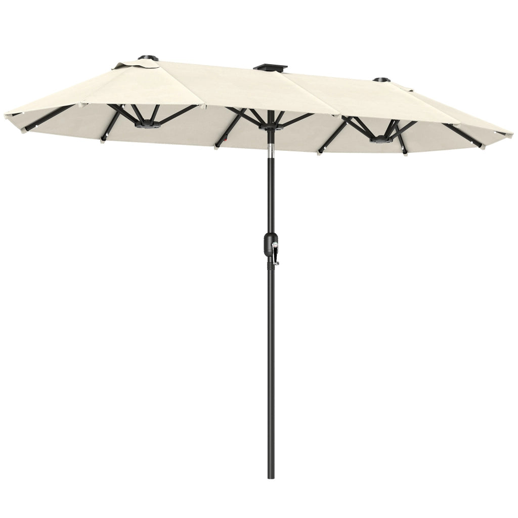 Ombrellone Doppio con Luci LED ¨C zephmum ¨C Poliestere Acciaio 2.92x1.5x2.2 m Beige