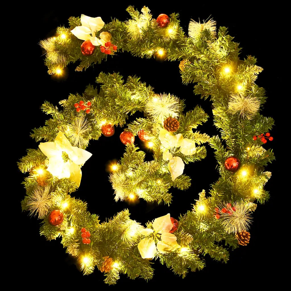 Ghirlanda Natalizia con Luci a LED 2,7 m in PVC Verde