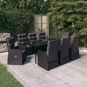 Set Mobili da Pranzo da Giardino 9 pz con Cuscini Nero cod mxl 41912