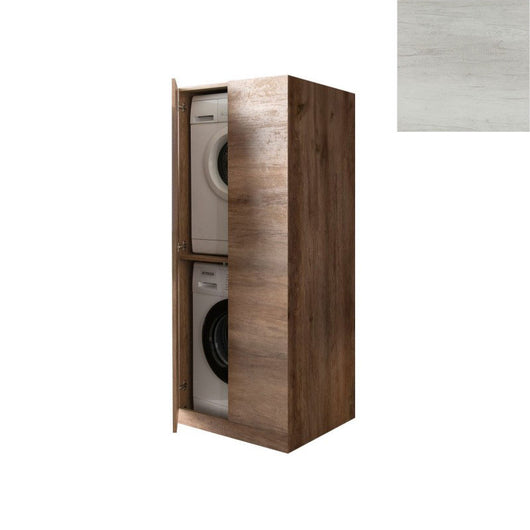 Mobile Lavanderia a Colonna per Lavatrice e Asciugatrice con Ante 70x70x174A cm in Nobilitato Unika Olmo Bianco