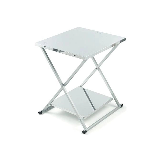 Ompagrill 70780 Tavolo Pieghevole in Acciaio Inossidabile con Ripiano Inferiore e Ruote colore Argento