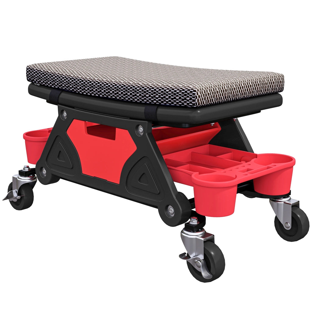 Sgabello da officina mobile con ruote ¨C Minimal ¨C nero 64.5x33x35 cm