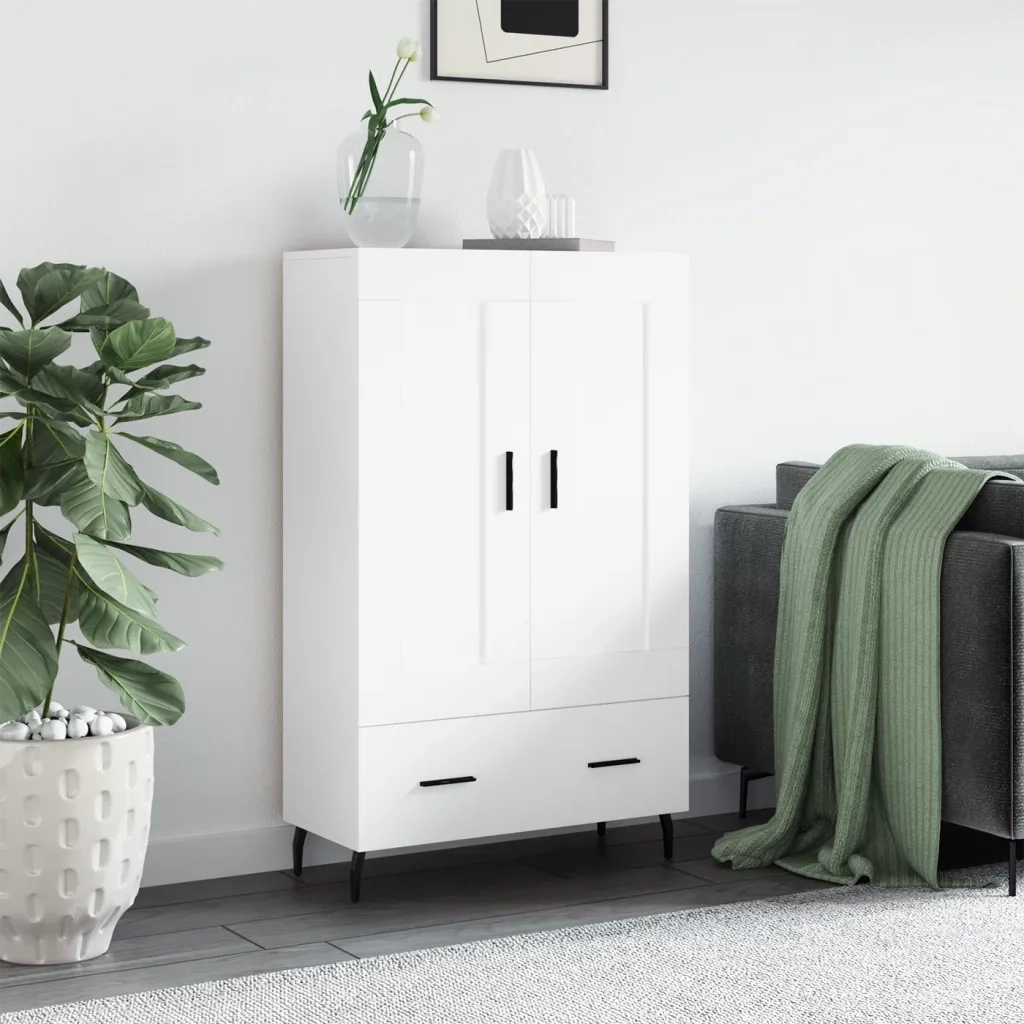 Credenza Bianca 69,5x31x115 cm in Legno Multistrato 830340