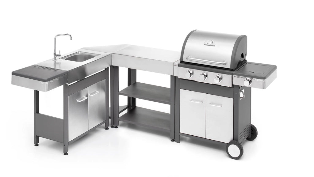 Modulo Componibile Tavolo Ompagrill Indian con Rubinetto e Scarico Compatibile BBQ Indianapolis in Acciaio Inox