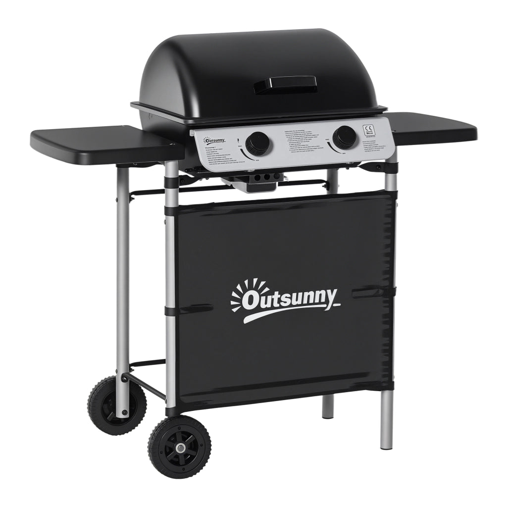 Barbecue a gas 2 bruciatori ¨C zephmum ¨C acciaio inossidabile 2.8 kW griglie 104x49x99 cm nero