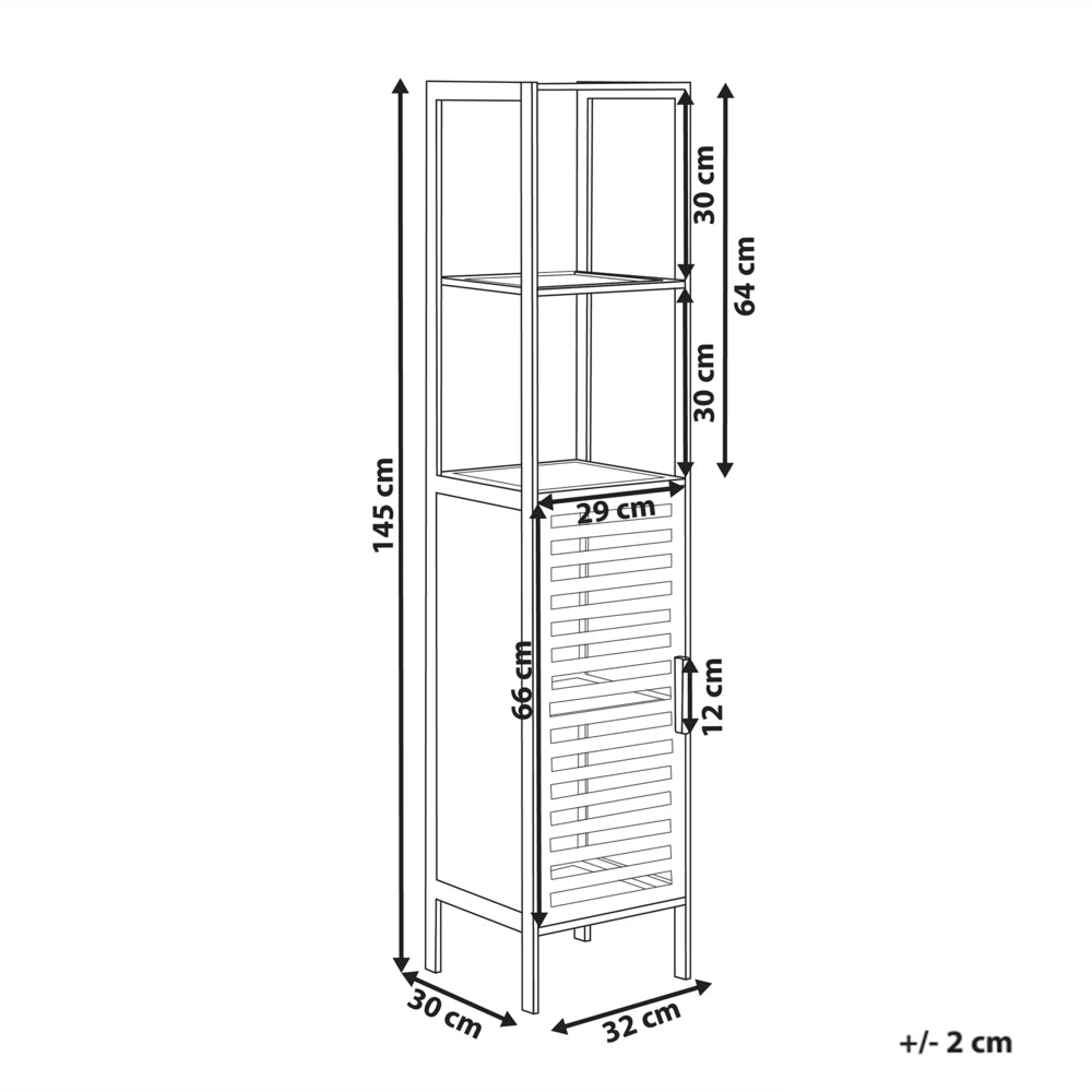Armadietto da bagno minimalista in bambù con ripiani e porta in bianco stile Minimalista