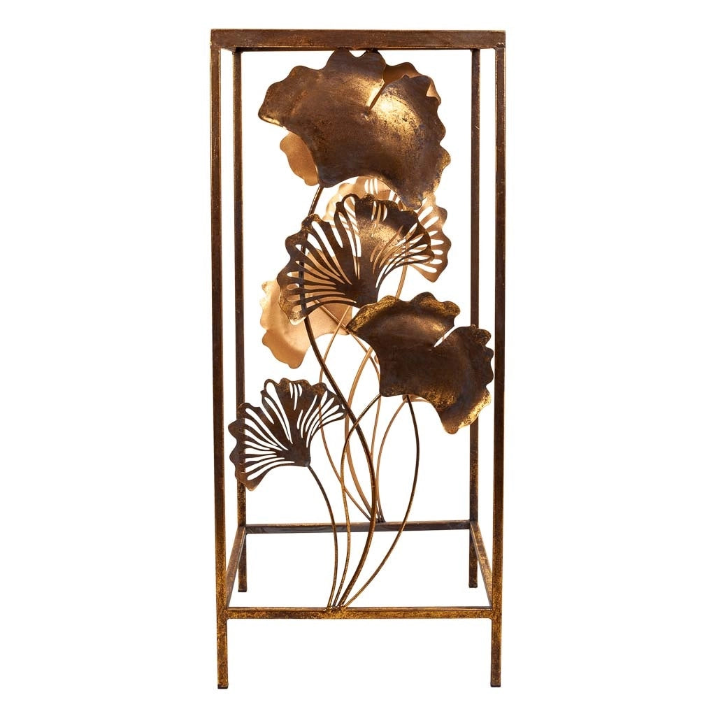 Tavolino angolare in metallo dorato 35x33x76h