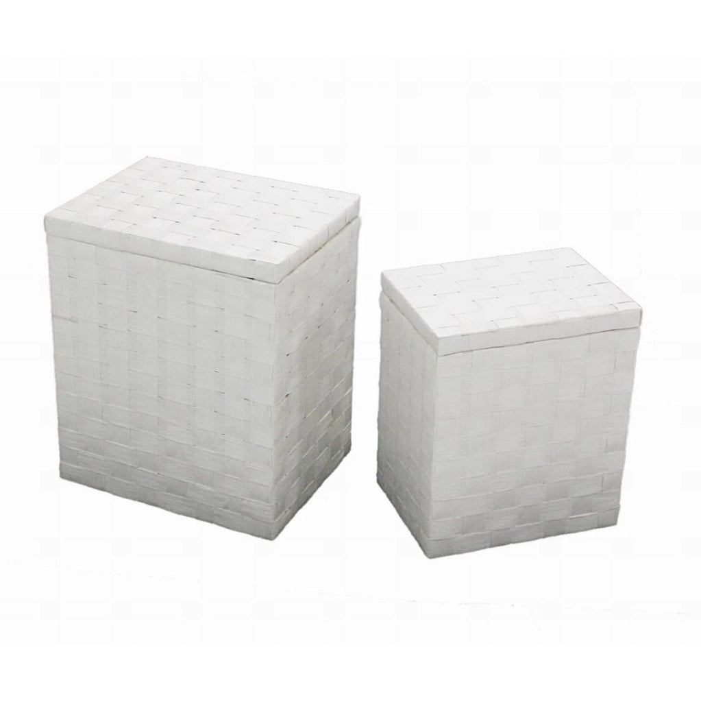 Set 2 Ceste Portabiancheria paper bianco con fodera rettangolare
