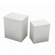 Set 2 Ceste Portabiancheria paper bianco con fodera rettangolare