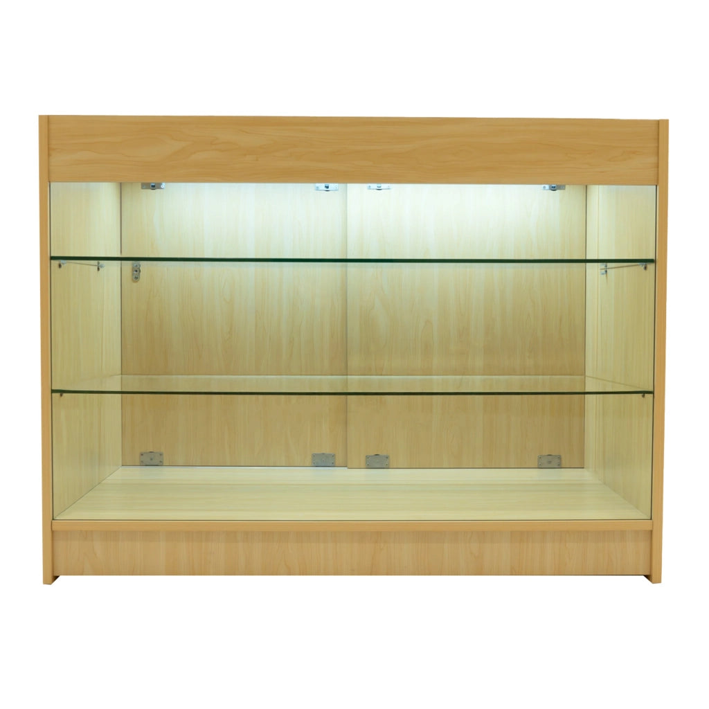 Bancone LED Acero K1200 con 3 Ripiani, Vetrina e Ante Bloccabili – 2 Chiavi