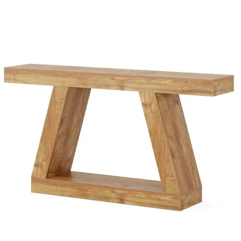 Tavolo consolle rustico con contenitore 140 cm in MDF naturale