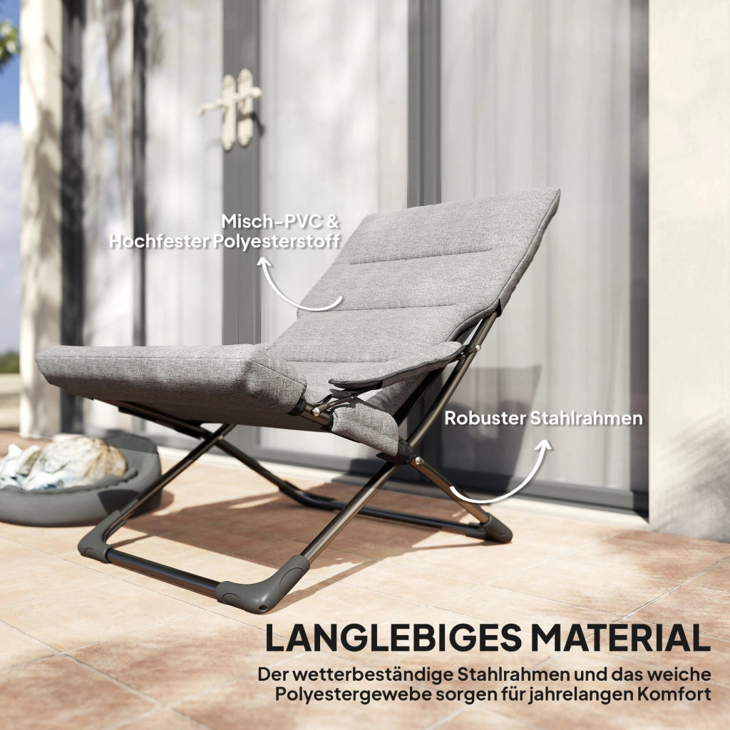 Sedia da giardino pieghevole in metallo con cuscino ¨C Minimal ¨C Grigio 66x94x79 cm