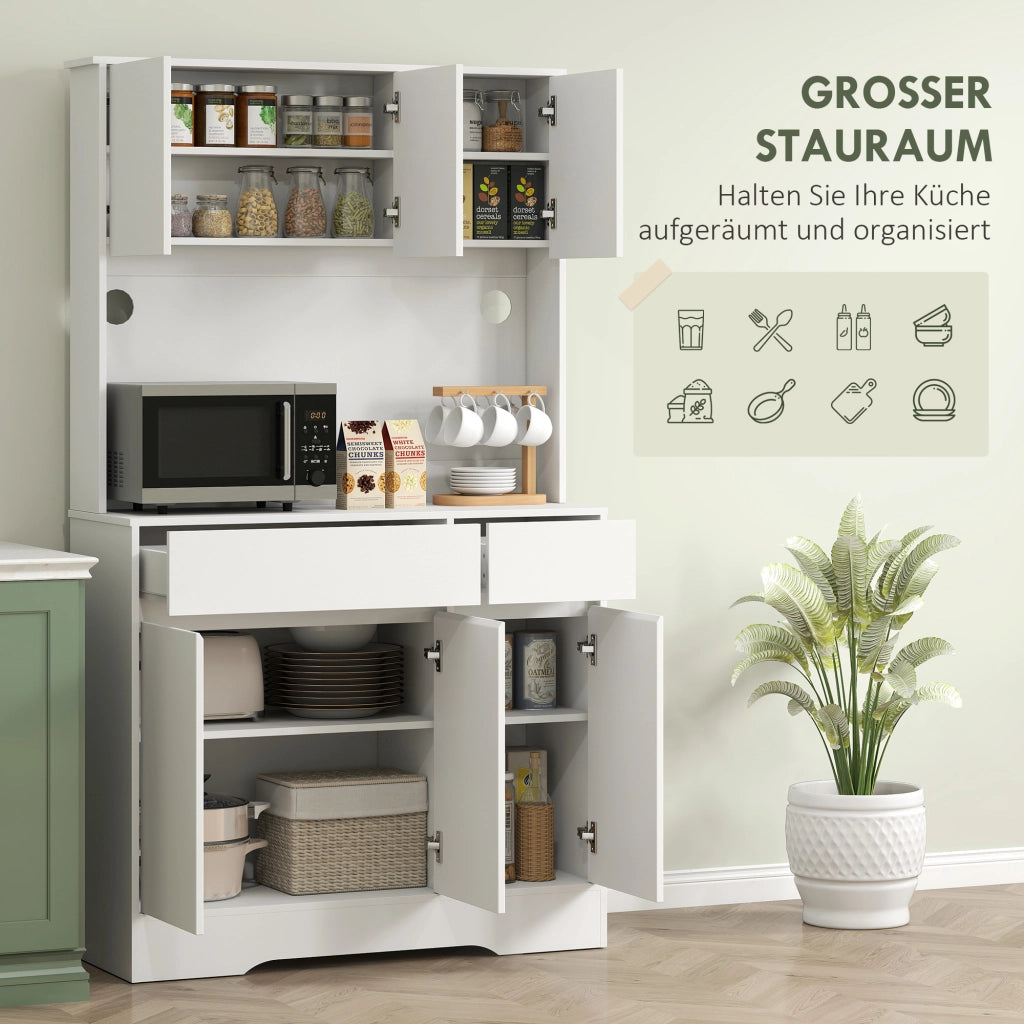Mobile da cucina con piano di lavoro aperto ¨C Xylo ¨C 6 ante, 2 cassetti, ripiani regolabili, bianco