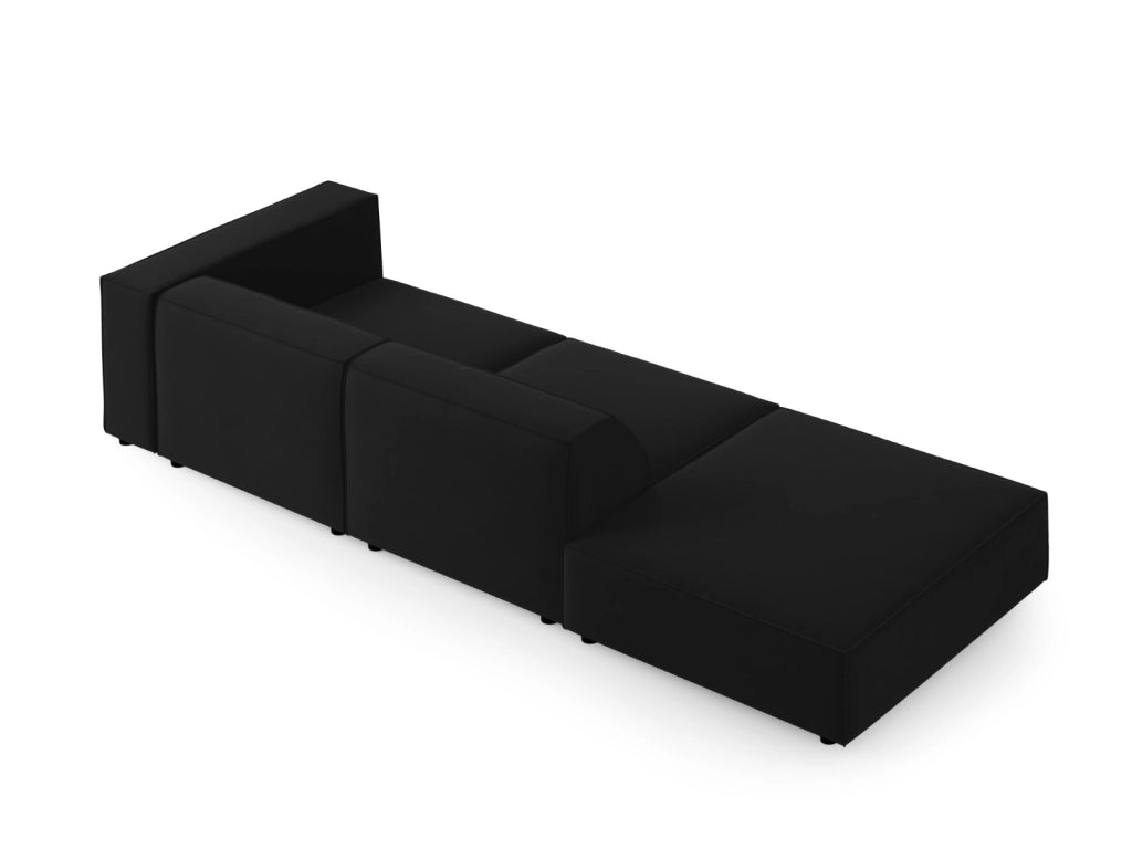 Cosmopolitan Design - Divano sinistro "Arendal" 4 posti in velluto nero 