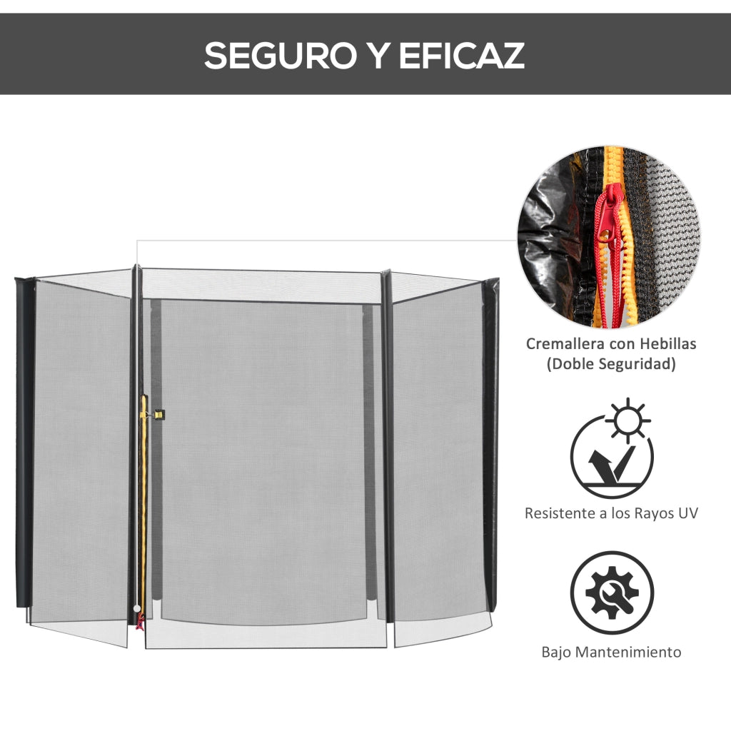 Trampolino da Giardino con Rete di Sicurezza ¨C zephmum ¨C Nero 244x180 cm