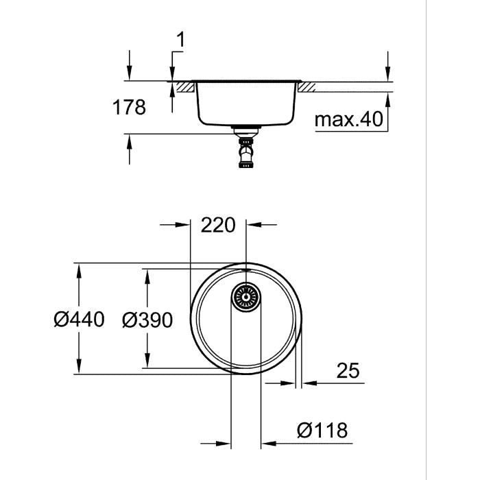Lavello cucina - Acciaio inox - Incasso dall'alto - GROHE K200 - 31720SD0