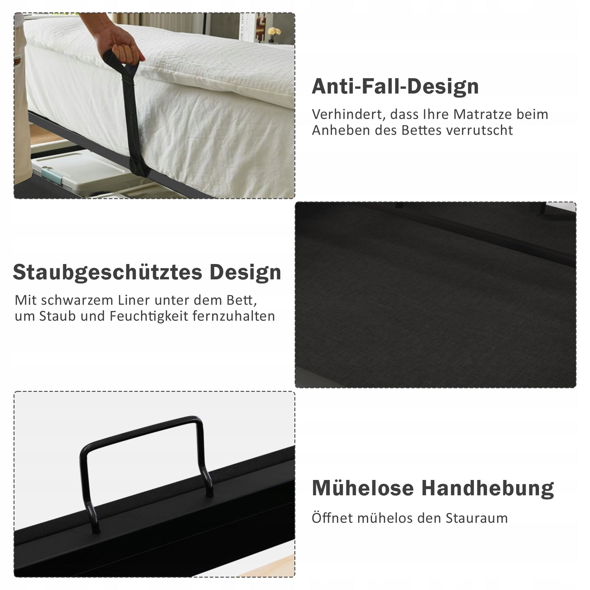 Letto 140x200 Grigio con USB-C e Materasso incluso - Xylo