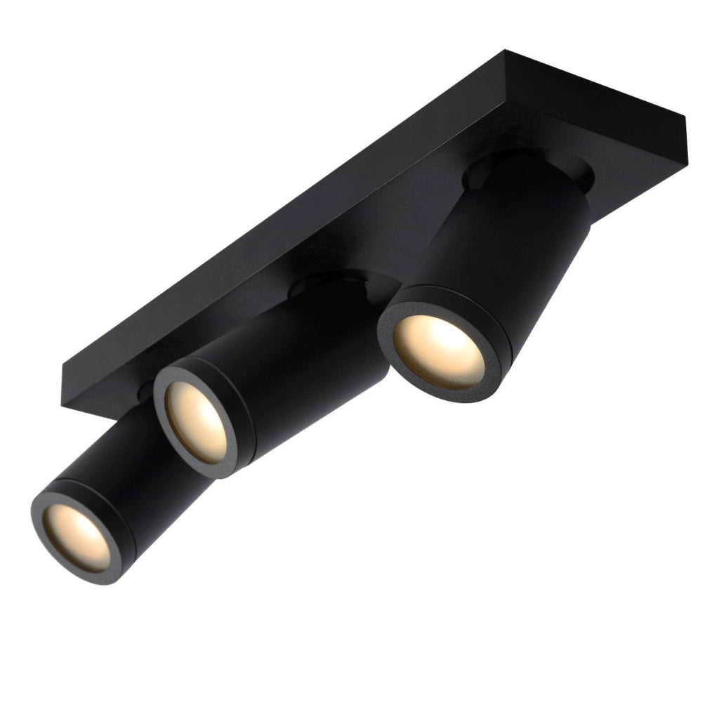 Plafoniera Lucide Taylor nera 3xGU10 LED dimmer IP44