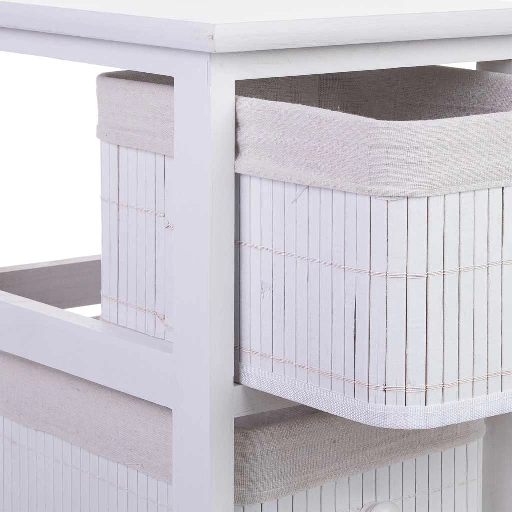 Cassettiera in legno con 3 cassetti in bambù foderati 26x32x63