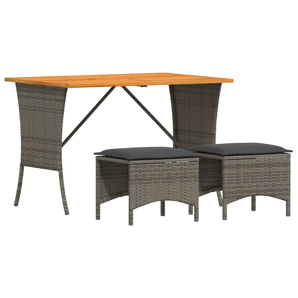 Set da Pranzo da Giardino 3 pz con Cuscini in Polyrattan Grigio 4104136