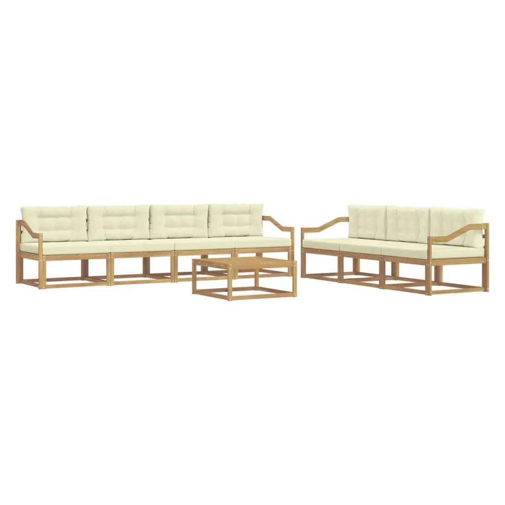 Set di divani da esterno con cuscino 7 pcs Bianco e Crema