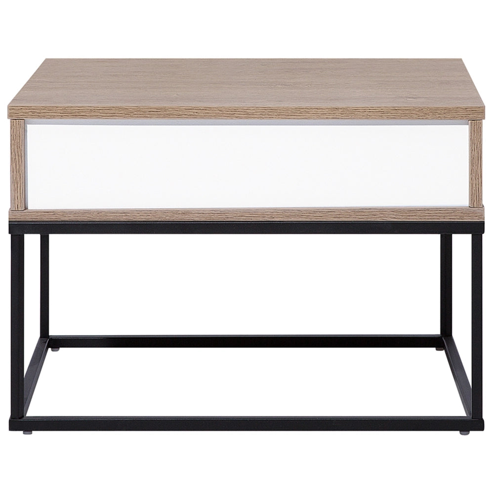 Comodino Cassettiera Legno Scuro Base in Metallo Nero Industrial