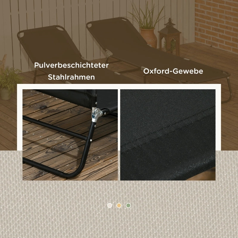 Lettini prendisole set da 2 pieghevoli con schienale regolabile in 5 posizioni per giardino beige