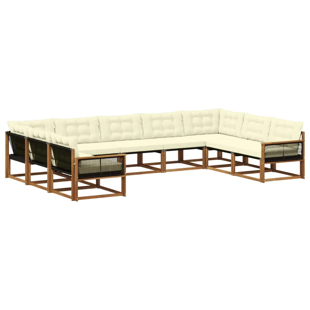 Set di divani da esterno con cuscino 9 pcs Naturale e Crema
