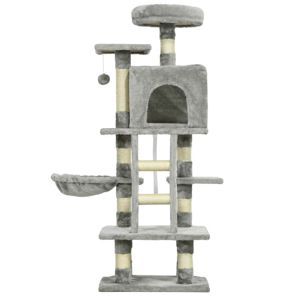 Albero per gatti con grattatoi, nicchie, piattaforme, scala e amaca ¨C zephmum ¨C grigio