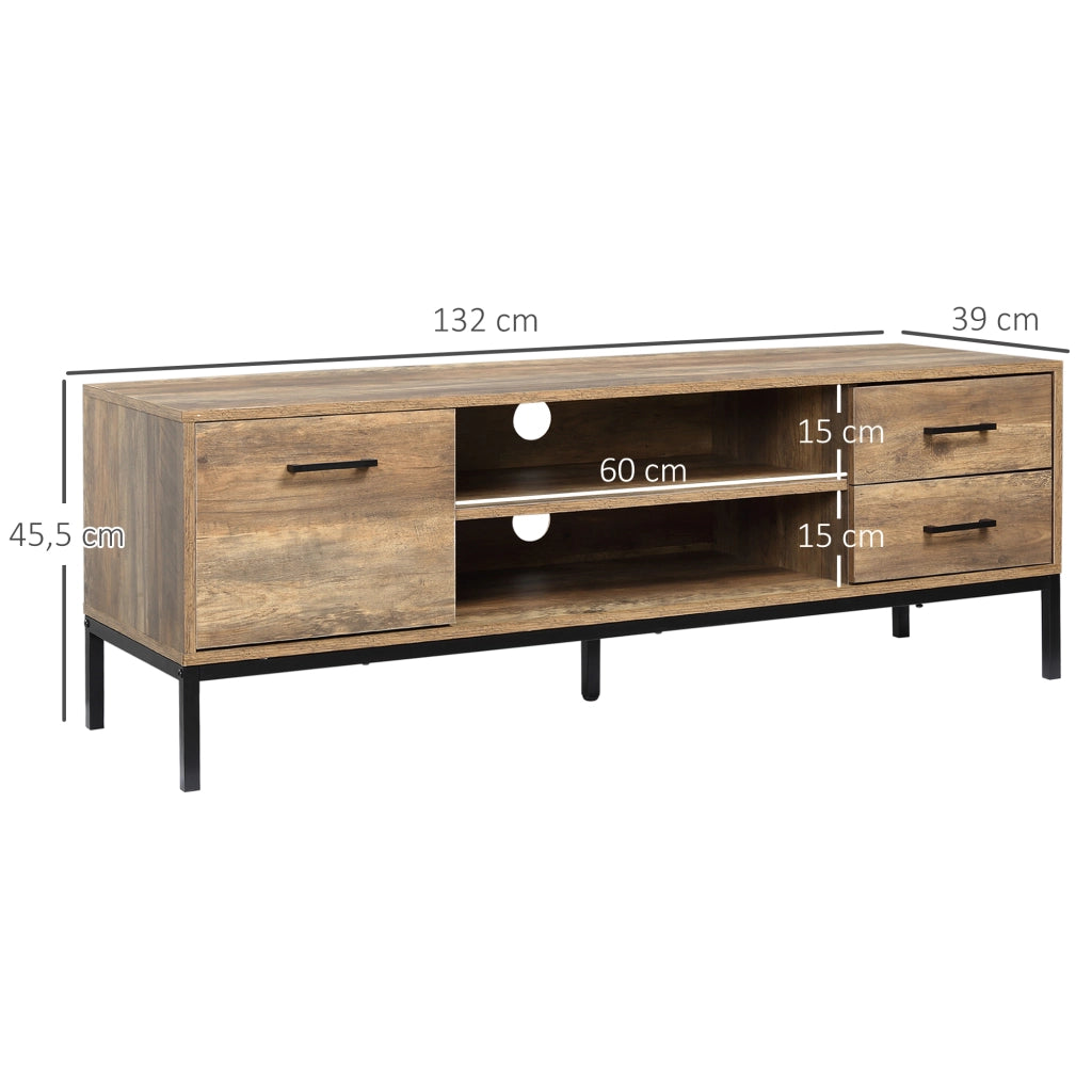 Mobile TV con cassetti e scaffale ¨C zephmum ¨C marrone nero 132x39x45.5 cm