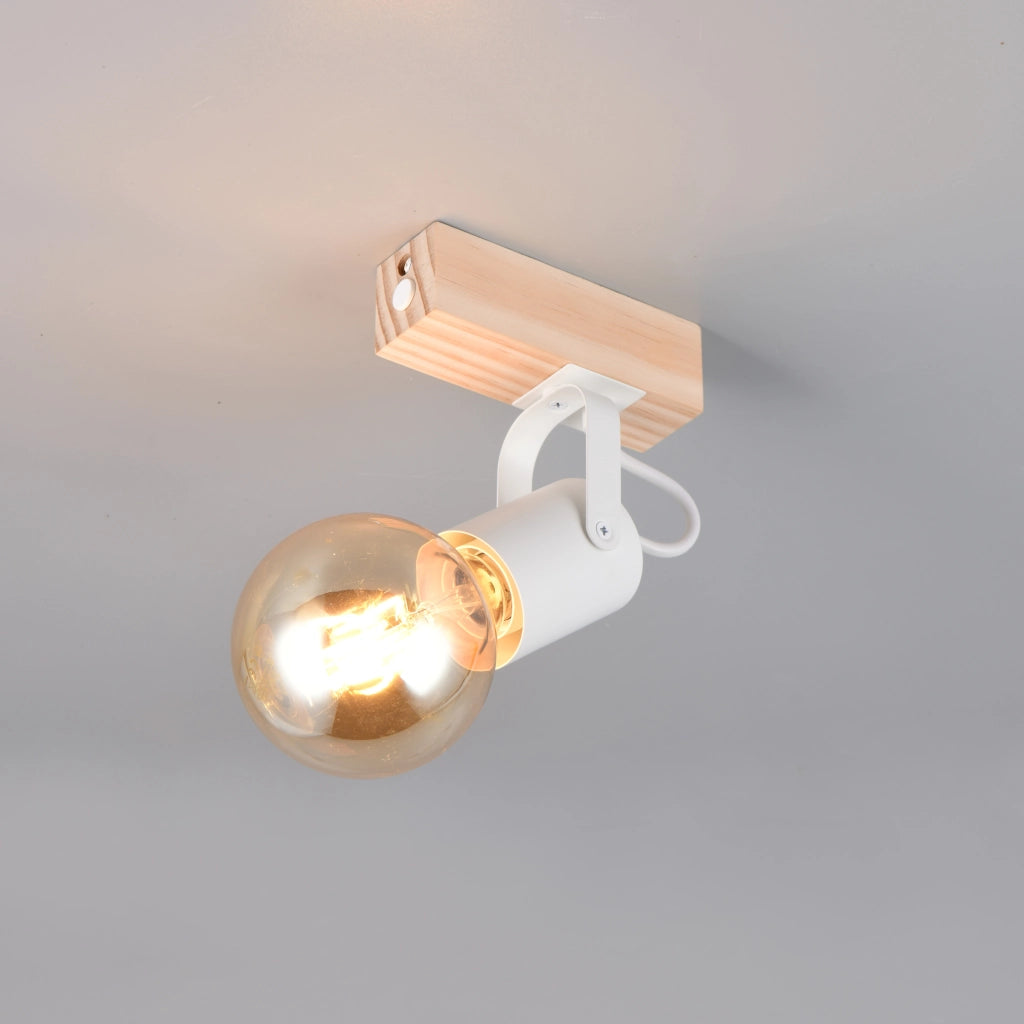 SPOT E27 LYNAR 17CM BIANCO/LEGNO