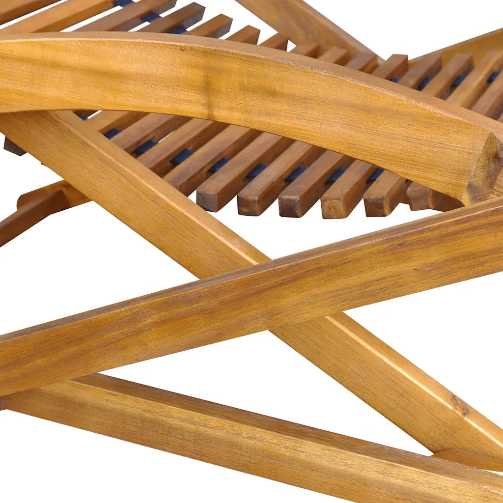 Sedia a Sdraio con Poggiapiedi in Legno Massello di Acacia 41806
