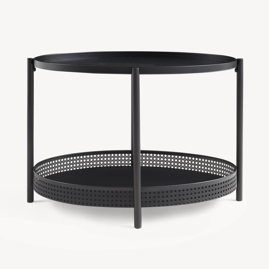 Tavolino da caffè Jäller con Doppio Ripiano e Bordi 66x51x44 cm Nero [en.casa]