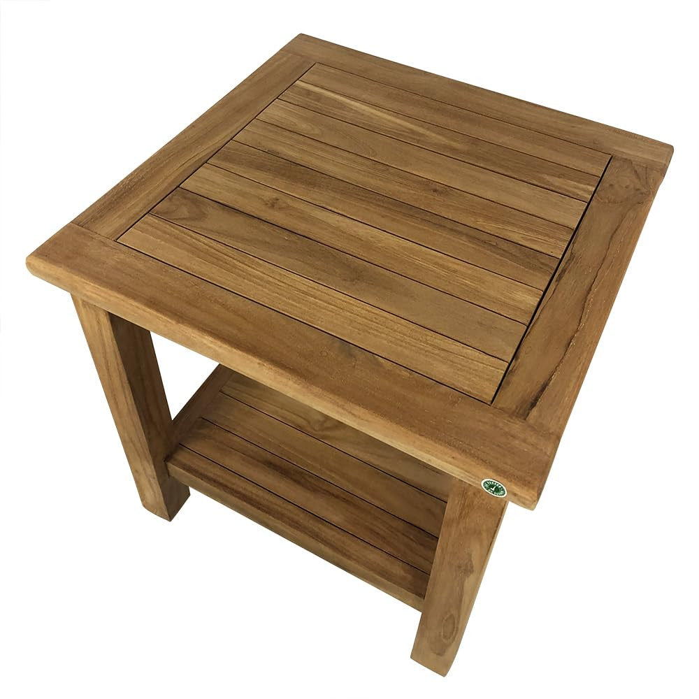 Tavolino Quadrato con Ripiano da Esterno Sal 50x50 cm in Legno Teak