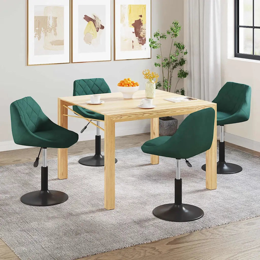 Sedie da Pranzo Girevoli 4 pz | Sedie da cucina Verde Scuro in Velluto