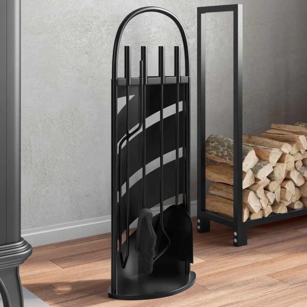 Set di attrezzi per camino 5 pezzi 23x15x66 cm in acciaio 156378