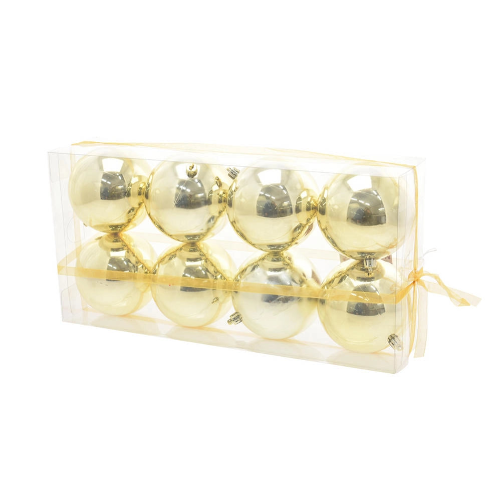 Box Palline di Natale Oro Lucido 8 Pz 10 cm