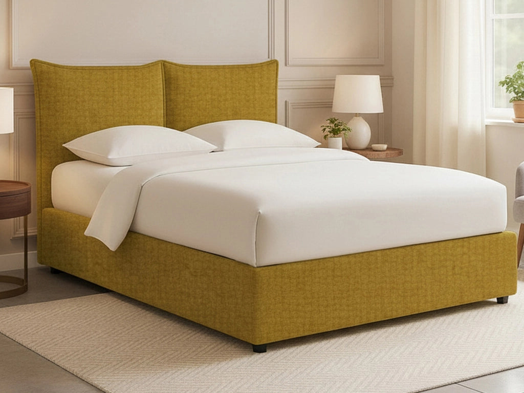 Uckfield, Letto Matrimoniale Sfoderabile Made in Italy, Giallo Ocra