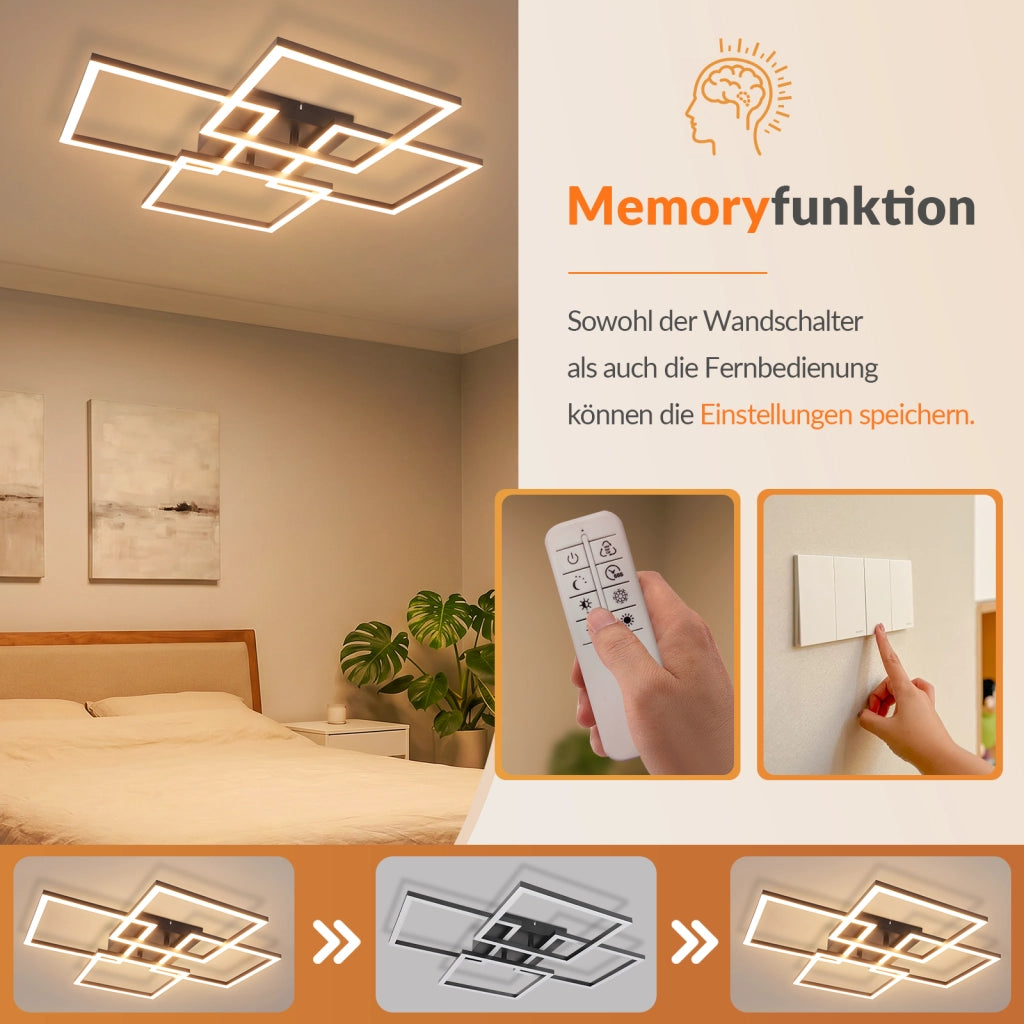 ZMH Lampada da Soffitto LED Dimmabile 43W Moderna Quadrata con Telecomando per Camera Soggiorno Cucina Ufficio