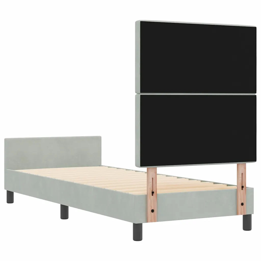 Letto a molle con testiera-Rete con Testiera Grigio chiaro 80 x 200 cm Velluto 259981
