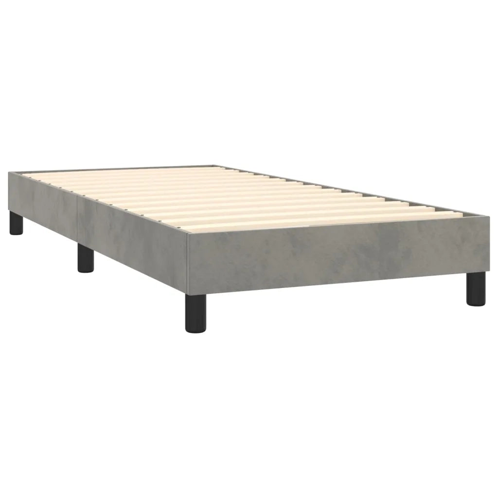 Letto a Molle con Materasso e LED Grigio Chiaro 100x200 cm Velluto