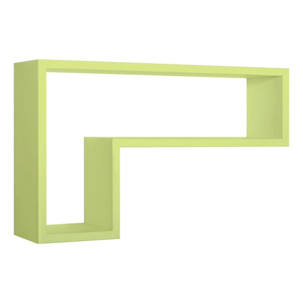 Mensola da Muro Modello LETTERA, Pensile Bagno, Mensola da Parete, Scaffale da Parete, 61x37 p15.5 cm. Finitura  VERDE - MADE IN ITALY