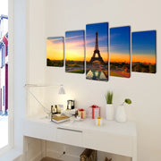 5 pz Set Stampa su Tela da Muro La Torre Eiffel 200 x 100 cm 241559