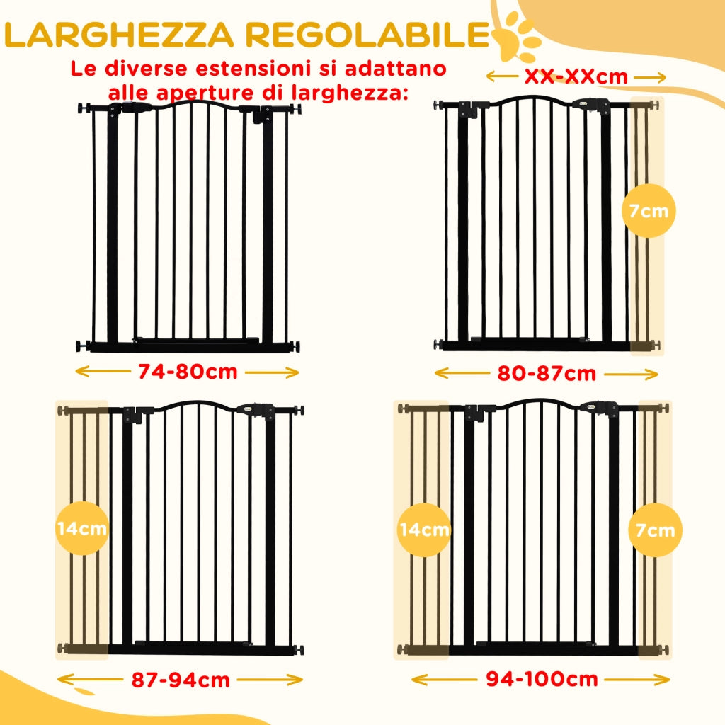 Cancelletto per Cani Estensibile ¨C zephmum ¨C Nero Metallo Plastica 74-100x94 cm