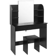 Kappa da legno - con specchio & spazio di stoccaggio - costruzione in MDF robusta - design classico nero - 108x40x76 cm