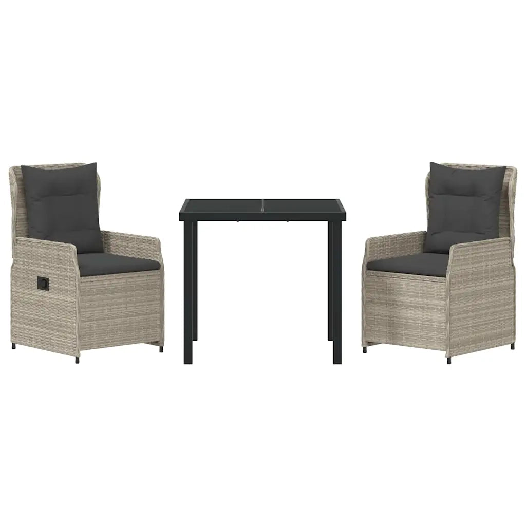 Set da Pranzo per Giardino 3 pcs Grigio chiaro polyrattan 3380974